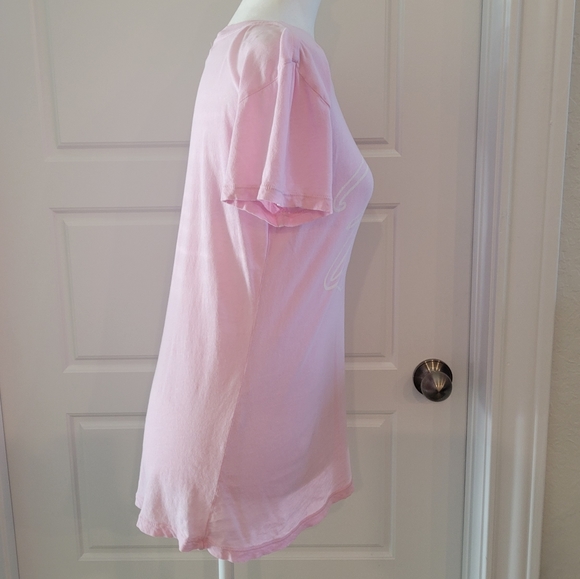 Wildfox "foxy" light pink t-shirt size 2 (Medium) white graphic semi-sheer loose - Picture 3 of 7